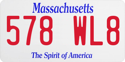 MA license plate 578WL8