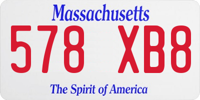 MA license plate 578XB8