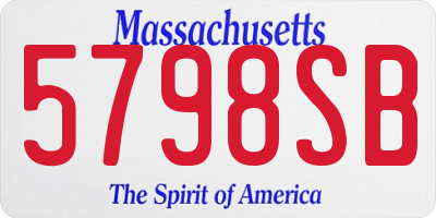 MA license plate 5798SB