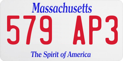 MA license plate 579AP3