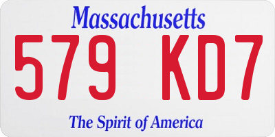 MA license plate 579KD7