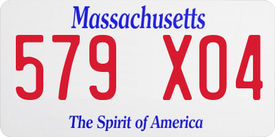 MA license plate 579XO4