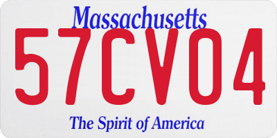 MA license plate 57CV04