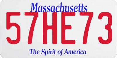 MA license plate 57HE73