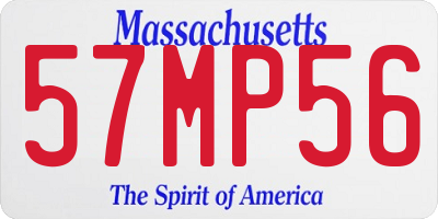 MA license plate 57MP56