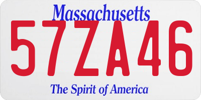 MA license plate 57ZA46