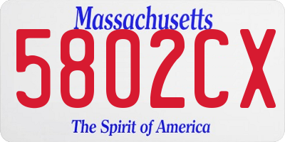 MA license plate 5802CX