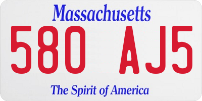 MA license plate 580AJ5