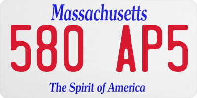 MA license plate 580AP5