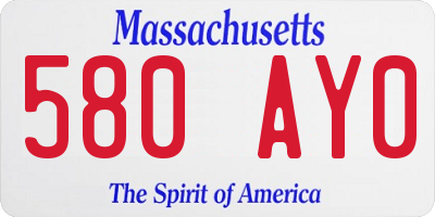 MA license plate 580AY0
