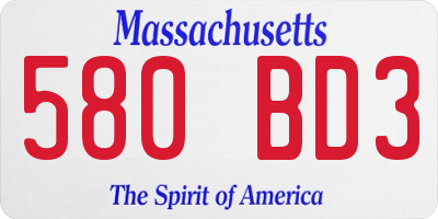 MA license plate 580BD3
