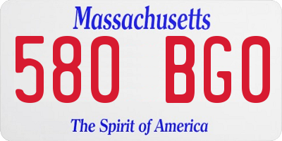 MA license plate 580BG0