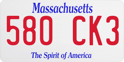 MA license plate 580CK3