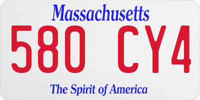 MA license plate 580CY4