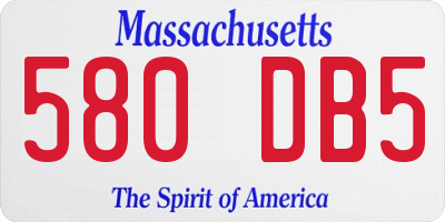 MA license plate 580DB5
