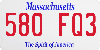MA license plate 580FQ3