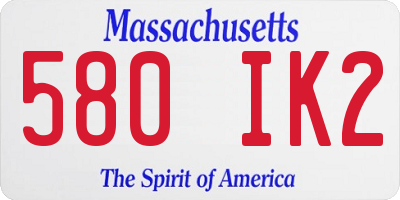 MA license plate 580IK2