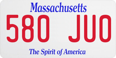 MA license plate 580JU0