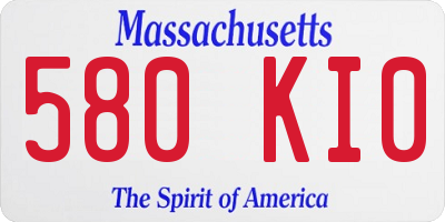 MA license plate 580KI0