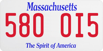 MA license plate 580OI5