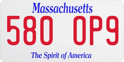 MA license plate 580OP9