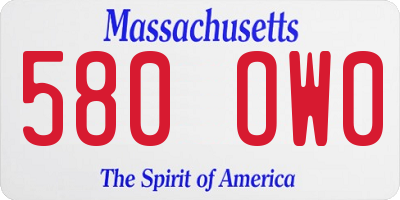 MA license plate 580OW0
