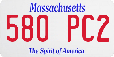 MA license plate 580PC2