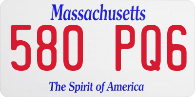 MA license plate 580PQ6