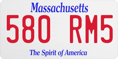 MA license plate 580RM5
