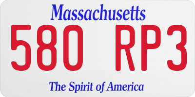 MA license plate 580RP3
