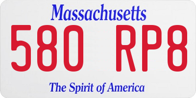 MA license plate 580RP8