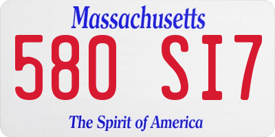 MA license plate 580SI7