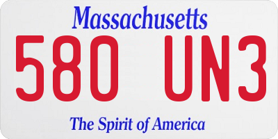 MA license plate 580UN3
