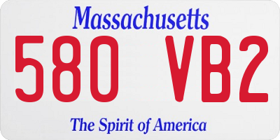 MA license plate 580VB2