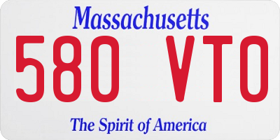 MA license plate 580VT0