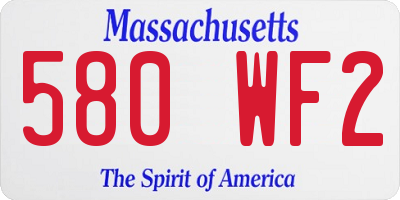 MA license plate 580WF2
