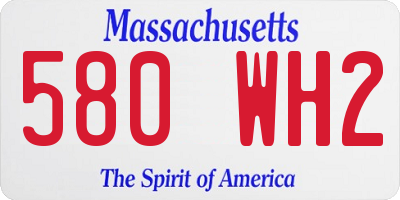 MA license plate 580WH2