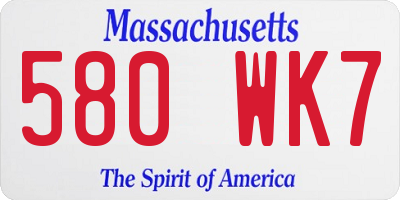 MA license plate 580WK7