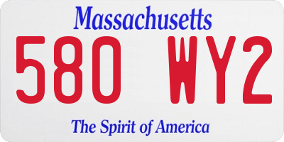 MA license plate 580WY2