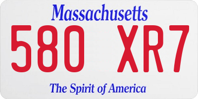MA license plate 580XR7