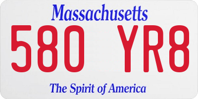MA license plate 580YR8
