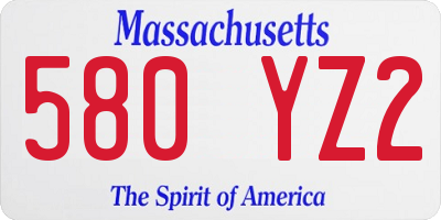 MA license plate 580YZ2