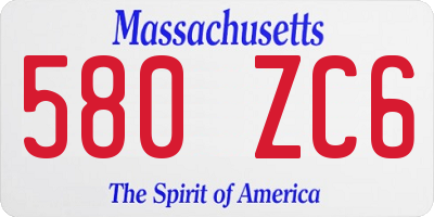 MA license plate 580ZC6