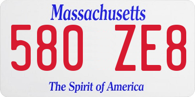 MA license plate 580ZE8