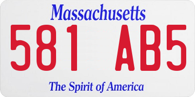 MA license plate 581AB5