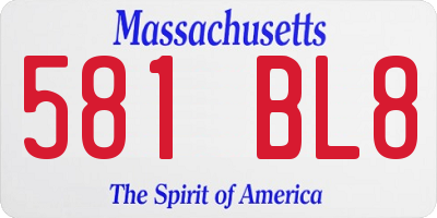 MA license plate 581BL8