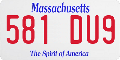 MA license plate 581DU9