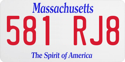 MA license plate 581RJ8