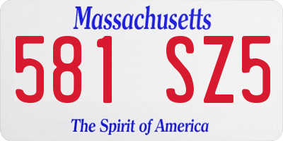 MA license plate 581SZ5