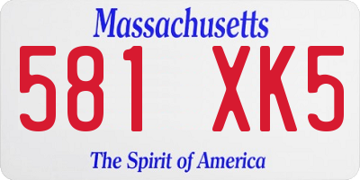 MA license plate 581XK5